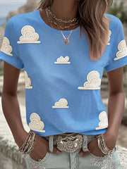 Women's Cloud Art Music Lover Printed T-shirt