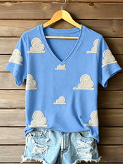 Women's Cloud Art Music Lover Printed T-shirt