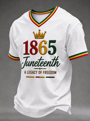 Men's Juneteenth Print Casual V-Neck Tee