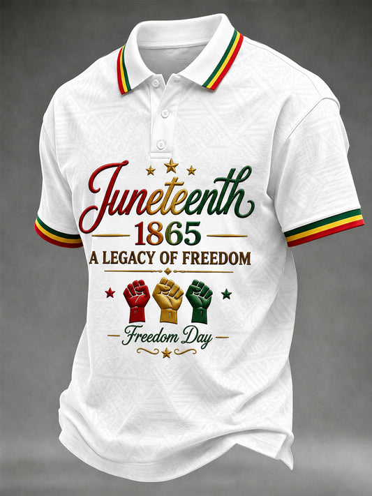 Men's Juneteenth A Legacy Of Freedom Print Casual Polo
