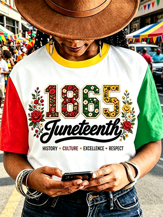 Women's Black Juneteenth short-sleeved T-shirt