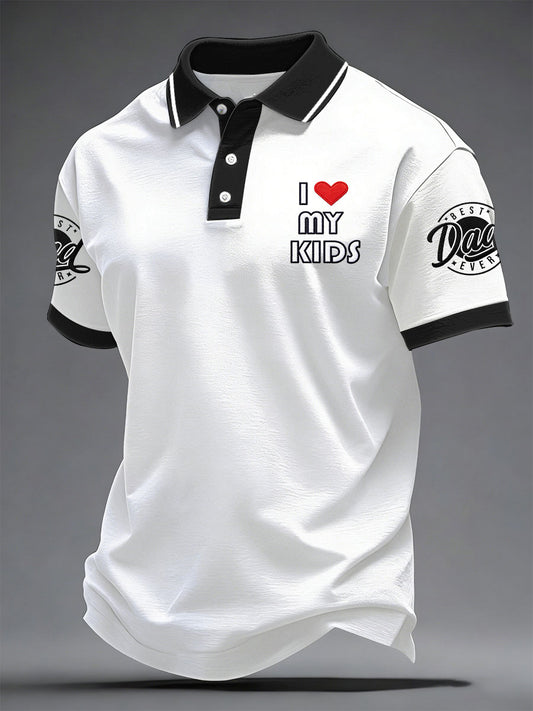 Men's“I Love My Kids” Father's Day Casual Printed T-Shirt