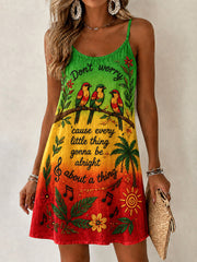 Women's 'Every Little Thing Is Gonna Be Alright' Casual Printed Dress