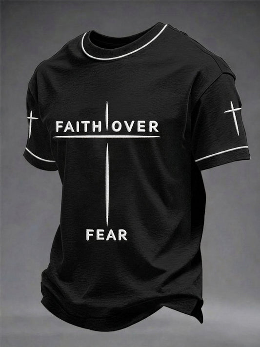 Men's Christian Faith Over Fear Cross Short Sleeve T-shirt