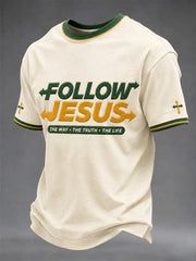 Men's Follow Jesus The Way The Truth The Life Print Casual Tee