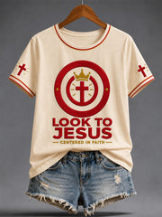 Women's Funny Christian Jesus Print Casual Tee