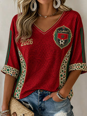 Women’s 2026 Morocco Football V-Neck Tops