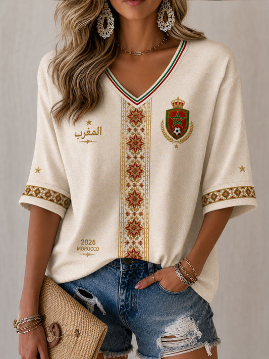 Women's 2026 Morocco Football Waffle T-shirt