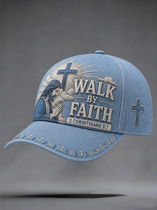 Unisex Christian Jesus Walk By Faith Print Hat