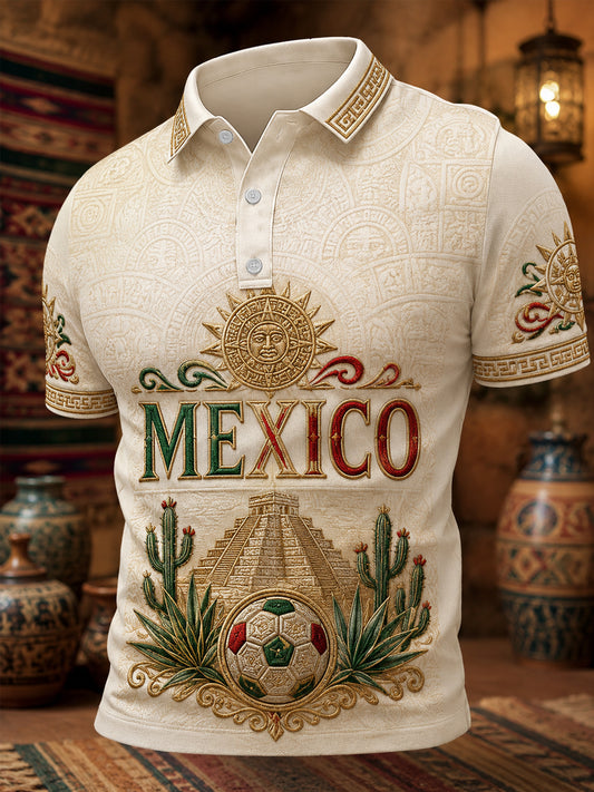Men's Mexico Print Casual Polo