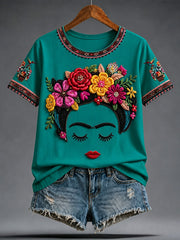 Women's Mexico Guelaguetza Lele Doll Art Printed T-shirt