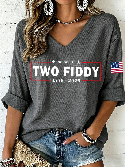Women's Two Fiddy Waffle Top