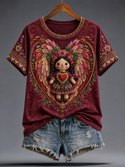 Women's Mexico Guelaguetza Lele Doll Art Printed T-shirt