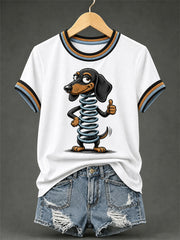 Women's Funny Dog Print Casual Tee