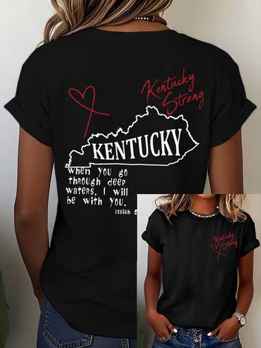 Women's Kentucky Strong Printed Iron On Short Sleeve T-Shirt