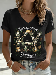 Women's Kentucky Stronger Than Storm Print  short-sleeved T-shirt