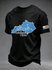 Men's Kentucky Strong Printed imitation cotton short-sleeved T-shirt