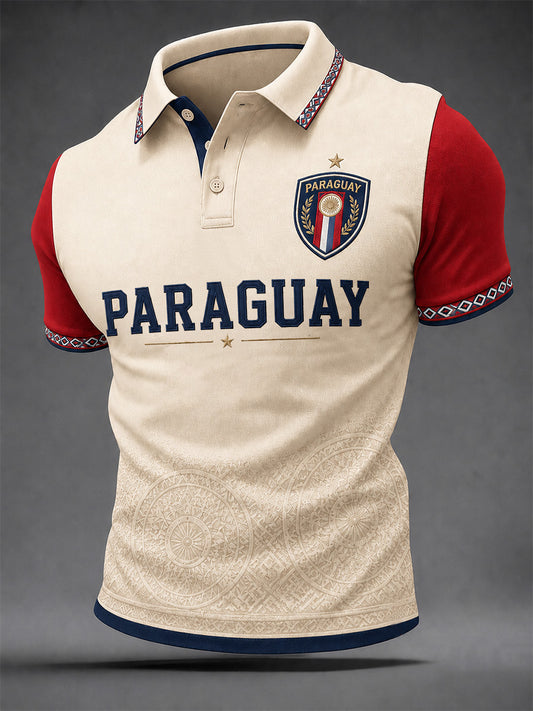 Men's Gift For Paraguay Football Fans Print Casual Polo