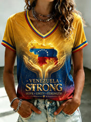 Women's VENEZUELA Printed V-neck T-shirt