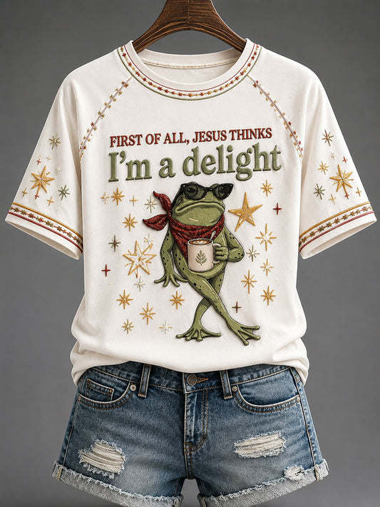 Women's 'Jesus Thinks I'm A Delight' Printed Casual T-Shirt