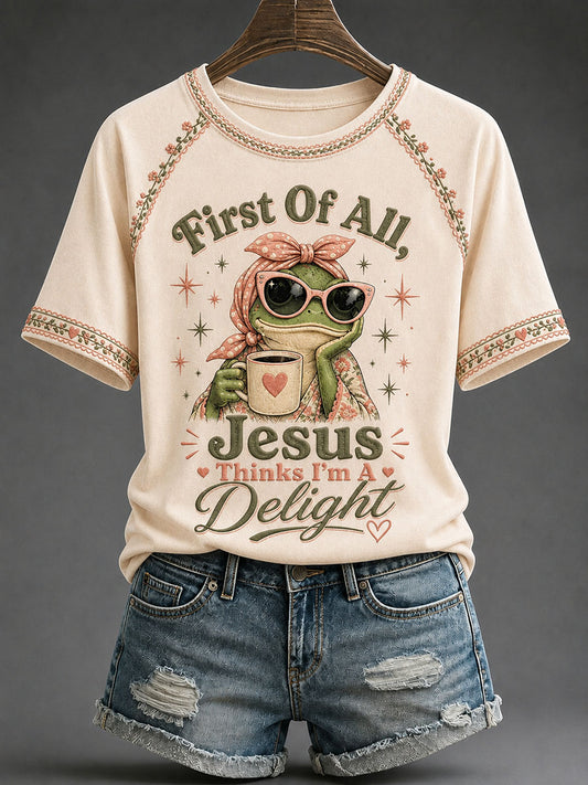 Women's 'Jesus Thinks I'm A Delight' Printed Casual T-Shirt