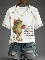 Women's 'Jesus Thinks I'm A Delight' Printed Casual T-Shirt