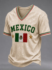 Men's Mexico Lover Art Short Sleeve V-neck T-shirt