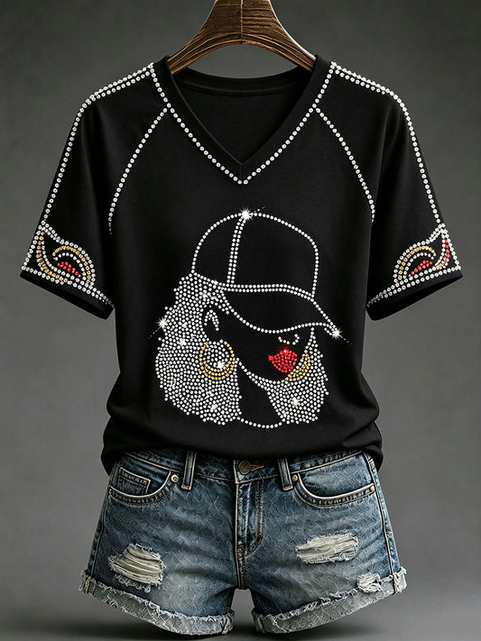 Women's Black Art V-Neck T-Shirts