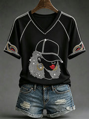 Women's Black Art V-Neck T-Shirts