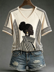 Women's Black Art V-Neck T-Shirts