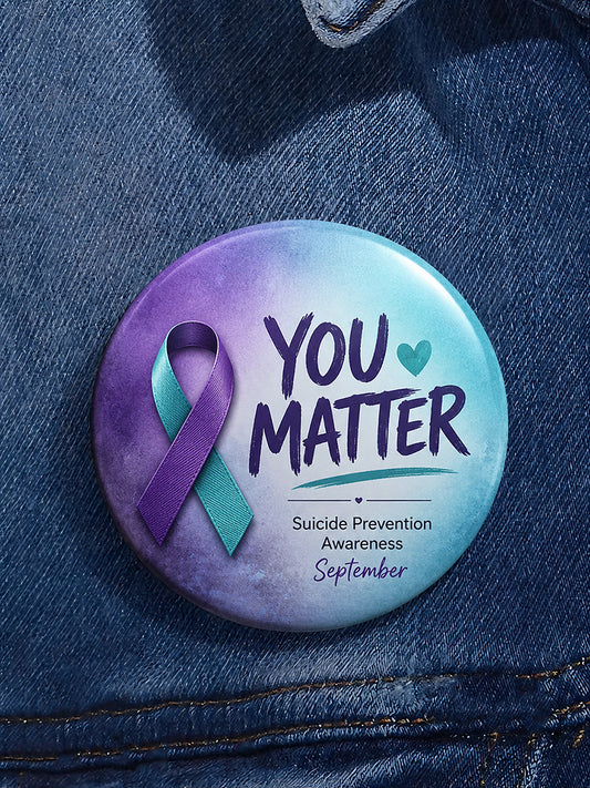 Unisex Suicide Prevention Awareness Printed Brooch