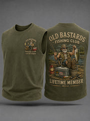 Men's Funny Old Bastards Fishing Lifetime Club Member Print Casual Tank Top
