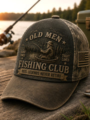Men's Funny Old Bastards Fishing Club Lifetime Member Print Hat