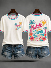 Women's "Sunshine&Jesus" Resort-Style Casual T-Shirt