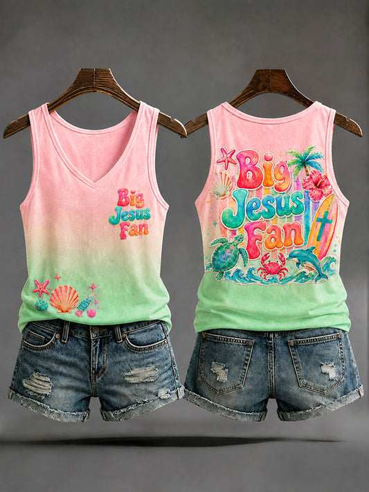 Women's "Big Jesus Fan" Resort-Style Casual Vests
