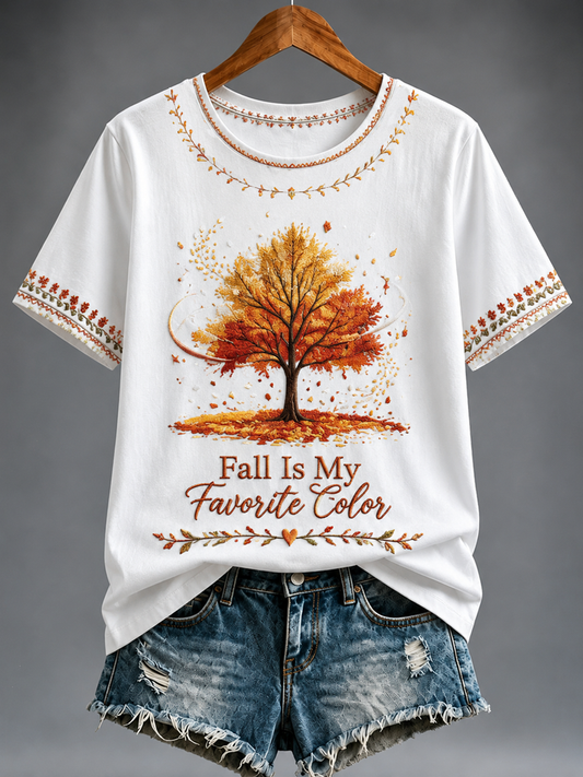 Women's FALL IS MY FAVORITE COLOR Printed short-sleeved T-shirt