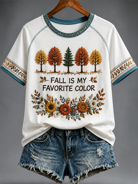 Women's FALL IS MY FAVORITE COLOR Printed short-sleeved T-shirt