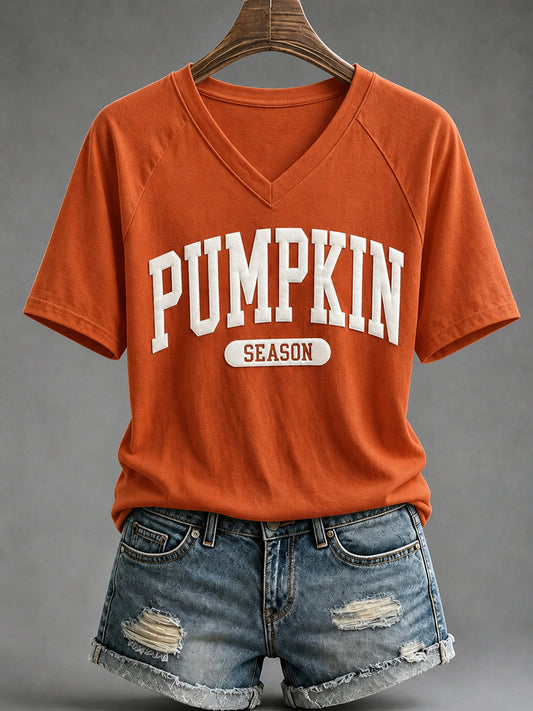 Women's Autumn Pumpkin Season Short Sleeve T-shirt