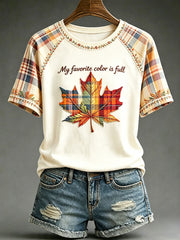 Women's"My Favorite Color Is Full" Autumn Themed Printed Casual T-shirt
