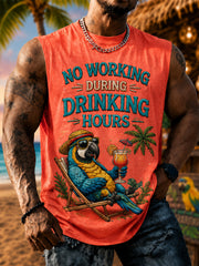 Men's No Working During Drinking Hours Print Casual Vest