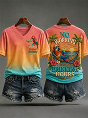 Women's No Working During Drinking Hours Print Casual Tee