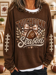 Women's Football Gameday Touchdown Season Print Gift For Football Fans Casual Top