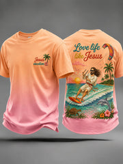 Men's "Love Life Like Jesus" Jesus Kite Surfing Vacation Casual T-shirt