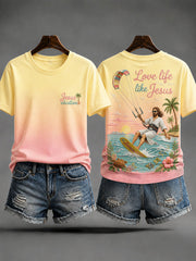 Women's "Love Life Like Jesus" Jesus Kite Surfing Vacation Casual T-shirt
