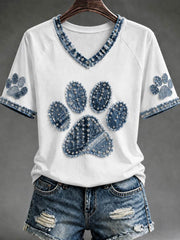 Women's V-neck off-shoulder short-sleeved T-shirt