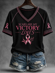 Women's Scars Are My Victory Lines V-neck T-shirt