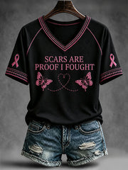 Women's Scars Are Proof I Fought V-neck T-shirt
