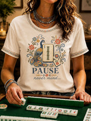 Women's Mahjong Print Casual T-Shirt