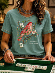 Women's Mahjong Print Casual T-Shirt