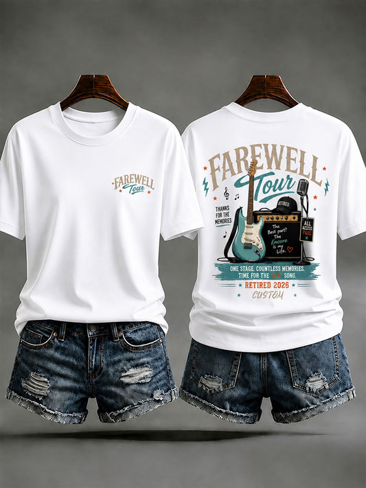 Women's Retirement Farewell Tour Music Theme Casual T-shirt